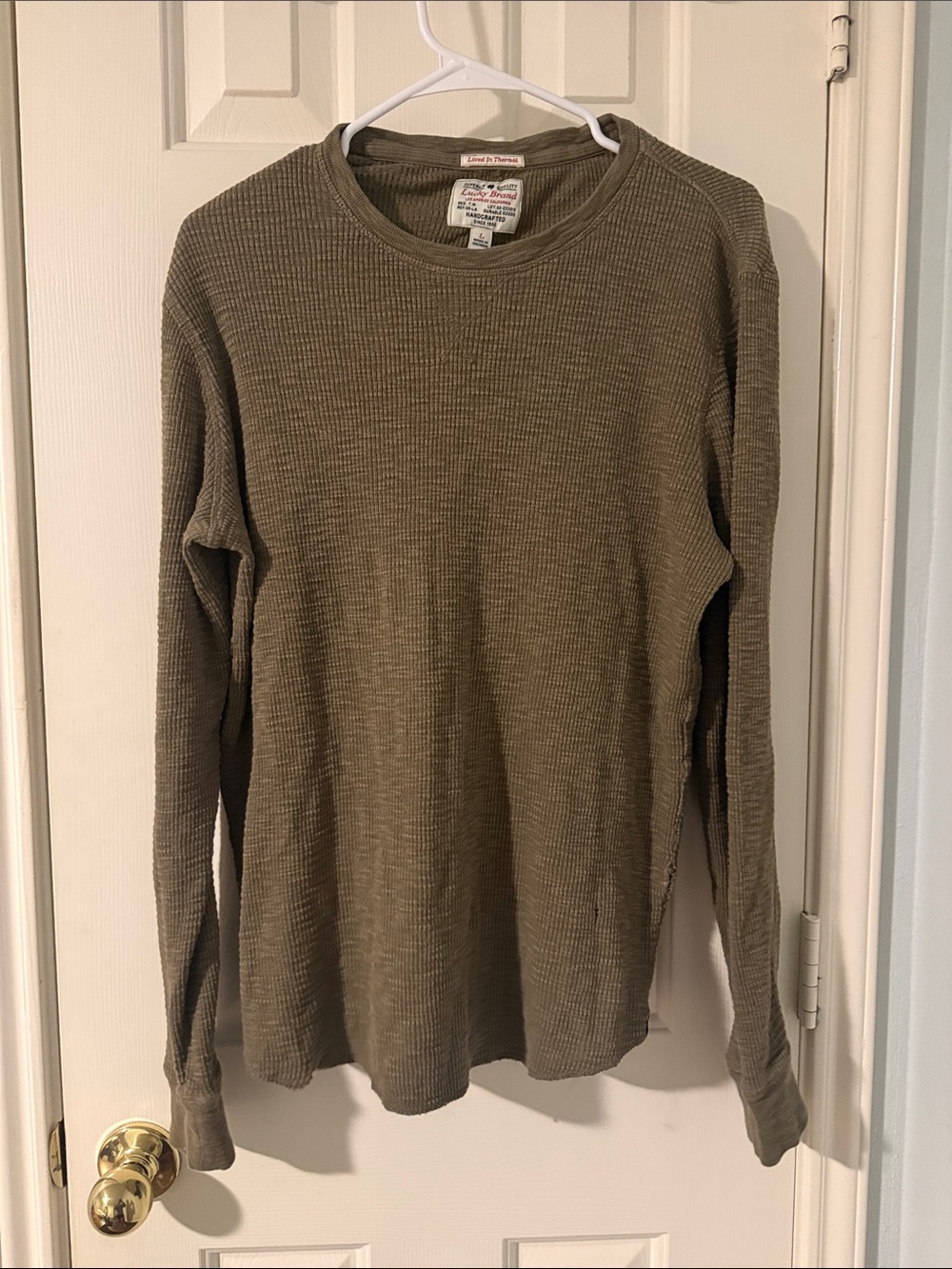 Lucky Brand Green Distressed Thermal Long Sleeve Shirt